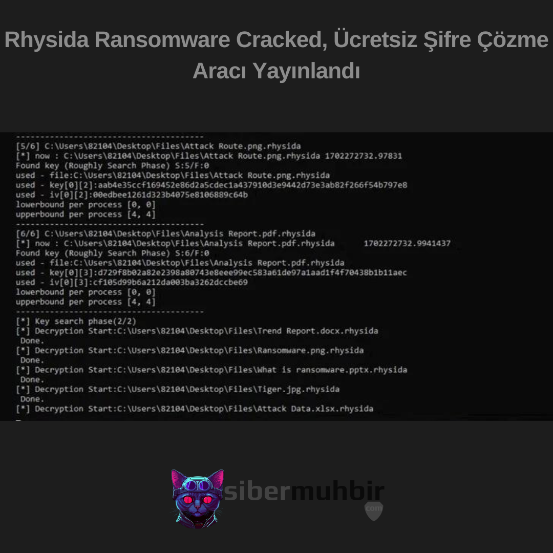 Rhysida Ransomware Cracked, Ücretsiz Şifre Çözme Aracı Yayınlandı